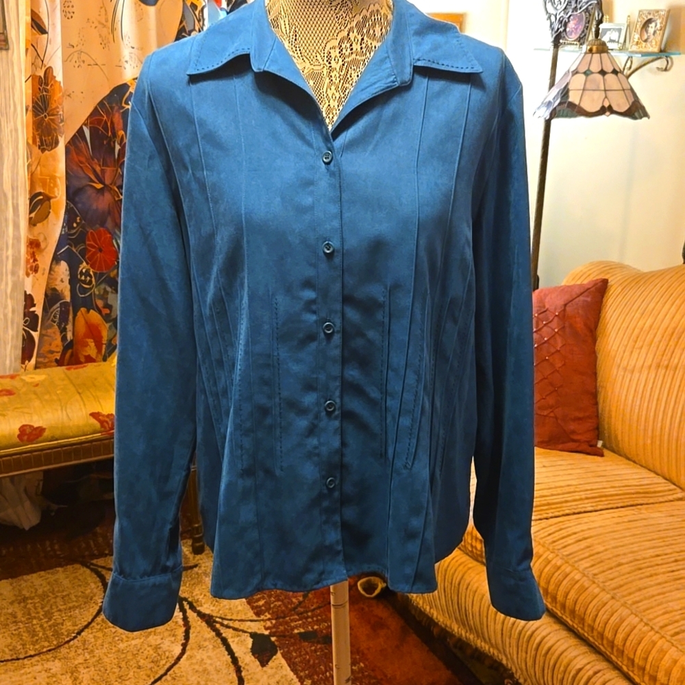 Talbots Blue Button Down Top - image 1